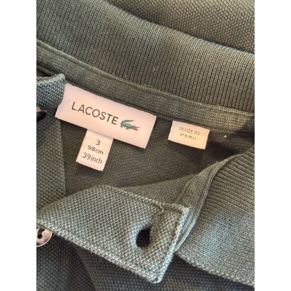 Lacoste Kid’s Green Pique Short Sleeve Collared Polo Shirt Size 3 - Picture 4 of 5
